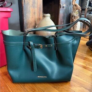 Michael Kors Dark Green Leather Emilia Tote